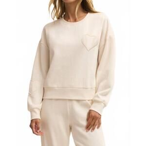 NEW Z SUPPLY heart it sweatshirt in vanilla ice